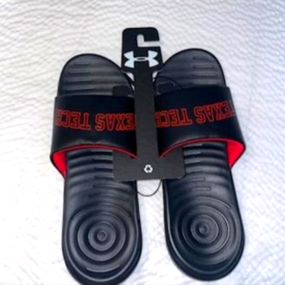 Texas Tech Under Armour slides. Mens size 10. NWT